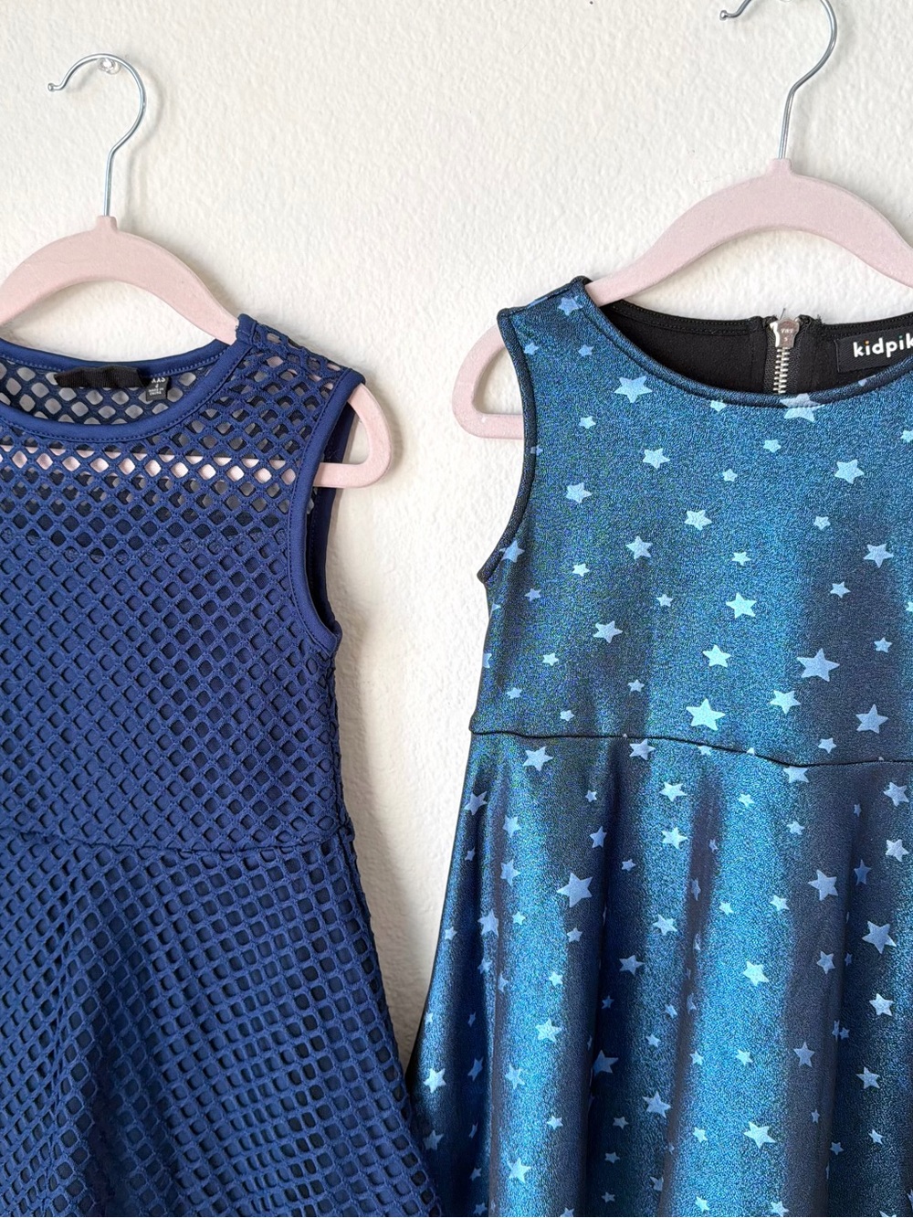 KIDPIK Girls Sleeveless Metallic Star Navy Mesh Galaxy Skater Dress Lot Blue 4 - Picture 4 of 9